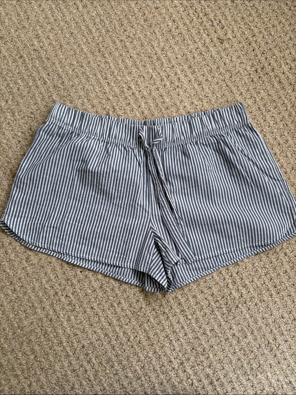 Gap Body Navy Stripe Shorts 100% Cotton Elastic Waist Loungewear